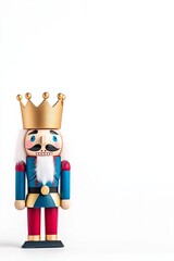 Fototapeta premium Colorful nutcracker figurine with crown and festive details