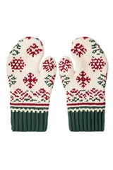 Cozy knitted mittens with festive holiday patterns