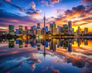 Fototapeta premium country skyline at sunset