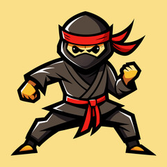Ninja mascot Martial art action vector t-shirt design