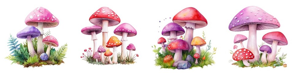 Obraz premium Vibrant watercolor clipart featuring intricate designs and rich colors, perfect for creative projects and artistic expressions.