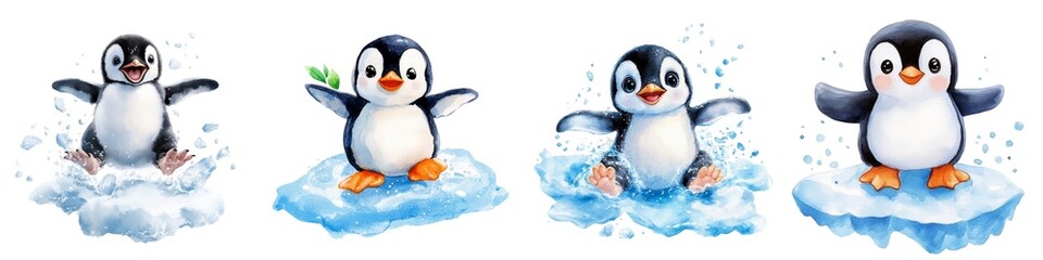 Naklejka premium Vibrant watercolor clipart featuring delicately detailed floral and botanical elements, perfect for creative projects and design applications.