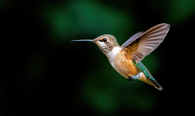 Captivating Hummingbird in Flight: A Close-Up View of Nature's Jewel