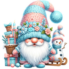 Winter Gnome and snowman
