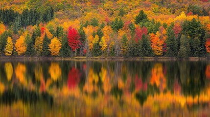 Stunning Autumn View of Forest Reflections in Water