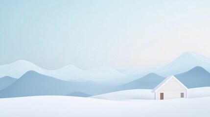 Embark on a winter travel adventure featuring snowy mountains and a charming wooden cabin nestled among the trees, inviting you to unwind and embrace the season's magic.