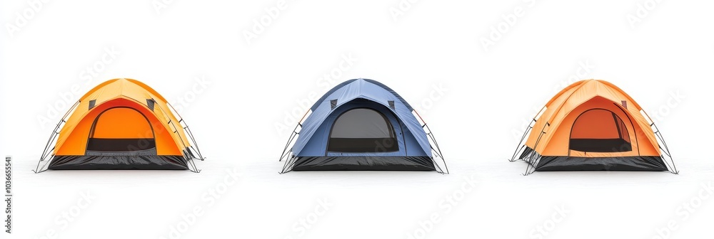 Wall mural simple tent set up on the ground, isolated against a white background, emphasizing its design and st
