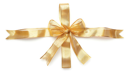 Fototapeta premium cross thin gold ribbon with bow, isolated on white