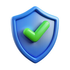 3D Shield with Checkmark Icon