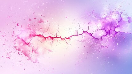 Naklejka premium An abstract illustration of a cracked wall with holes, dramatically contrasted against a vivid purple background, emphasizing the themes of decay and renewal.