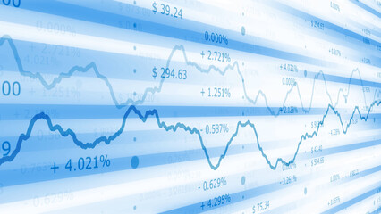 Artistic business infographics illustration with computer sales data on bright blue shiny background.	
