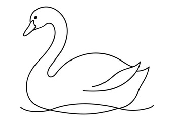 One Line Art of a Swan Gliding on Water – Minimalist Nature Vector