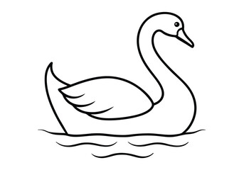 Fototapeta premium One Line Art of a Swan Gliding on Water – Minimalist Nature Vector