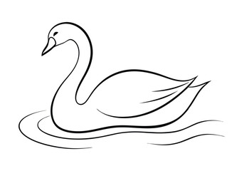 One Line Art of a Swan Gliding on Water – Minimalist Nature Vector