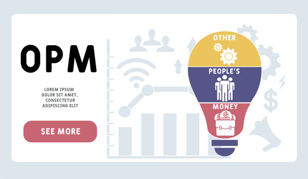 OPM - Other People's Money acronym. business concept background. vector illustration concept with keywords and icons. lettering illustration with icons for web banner, flyer, landing pag