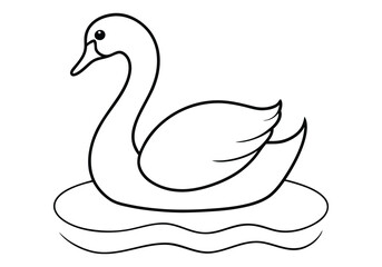 One Line Art of a Swan Gliding on Water – Minimalist Nature Vector
