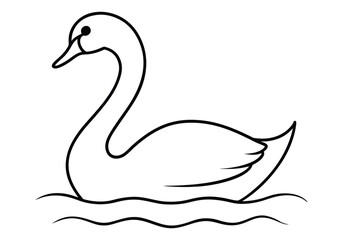 One Line Art of a Swan Gliding on Water – Minimalist Nature Vector