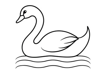 One Line Art of a Swan Gliding on Water – Minimalist Nature Vector