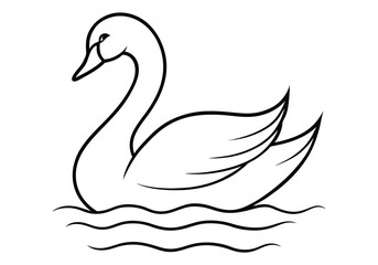 One Line Art of a Swan Gliding on Water – Minimalist Nature Vector