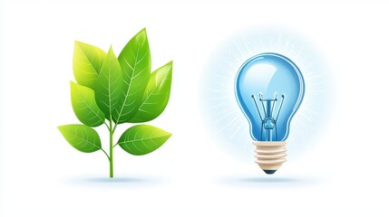 eco-friendly icon set on a crisp blue background, with soft glowing illumination emphasizing the modern, sustainable design.