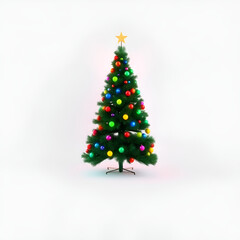 Naklejka premium colorful Christmas tree in minimal style on empty background
