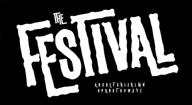 Rebelious impuctful font, rough bold letters, punk fest font for alternative music festival, rock concert dynamic poster, distorted headline, wild striking lettering. Vector typeset
