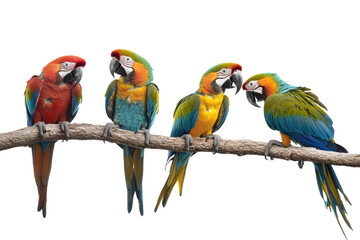 Fototapeta premium Colorful Macaws Isolated on a transparent Background Perfect for Nature and Wildlife Themes in Various Designs