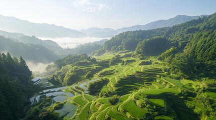 Majestic Terraced Rice Fields: Ancient Japanese Agriculture