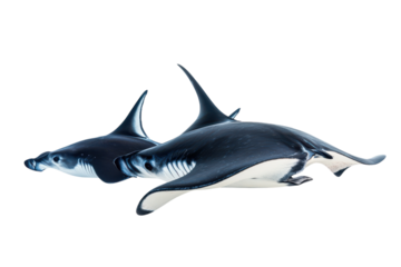 Manta Rays Gliding Gracefully on a transparent Background, Perfect for Educational and Aquatic-Themed Designs