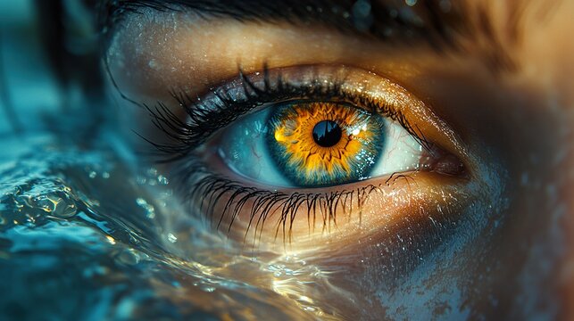 Close-Up of an Eye Merged with the Ocean: A Surreal and Dreamy Vision of Tranquility
