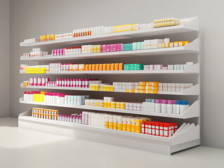 Products on shelves at grocery store illustration