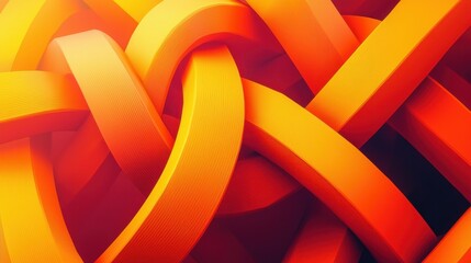 This vibrant image features intertwined ribbons in shades of orange and yellow, creating a dynamic and modern visual effect.
