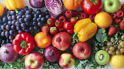 Vibrant Fruits and Vegetables Still Life