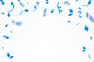 Blue confetti abstract pattern border frame, Bright festive tinsel of blue color. Valentine’s Day, Birthday, Holiday, New Year, Carnival festivity, confetti,