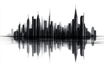 Obraz premium Cityscape black and white silhouette illustration on white background