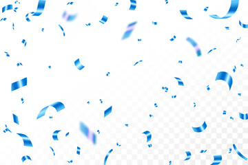 Blue confetti. Confetti celebration party abstract background design, Falling shiny blue confetti isolated on transparent background, Celebration carnival ribbons, confetti,