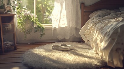 Cozy Bedroom with Natural Light and Soft Decor