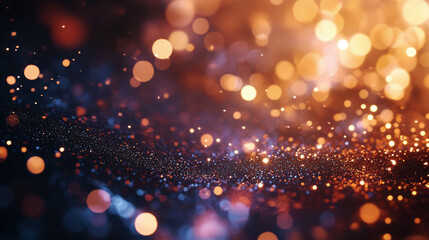 particles abstract bokeh background with shining floor stars dust. Celebration futuristic...