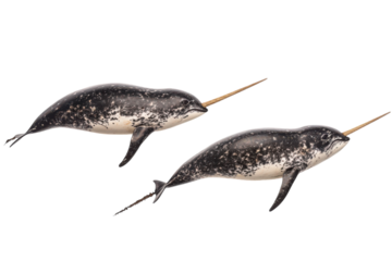 A Stunning Illustration of Narwhals Isolated on a transparent Background for Educational and Creative Use