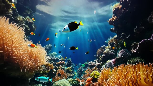 A mesmerizing view of underwater animal interactions, where marine creatures coexist and communicate in their aquatic world.