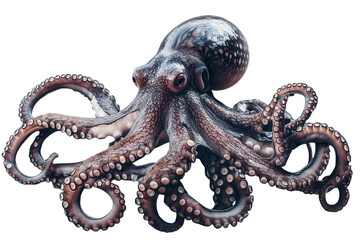 Obraz premium Detailed and Vibrant Illustration of an Octopus on a Transparent Background for Creative and Educational Uses