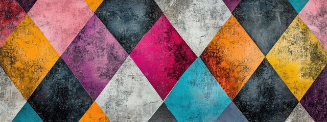 Colorful diamond harlequin background pattern