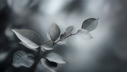 Ethereal Monochrome Leaves Against a Blurred Background
