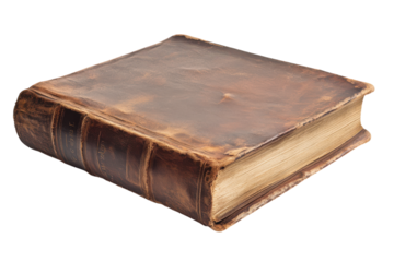 Vintage Leather Bound Book Isolated on transparent Background Perfect for Literary Projects, Education, and Nostalgic Themes