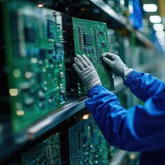 Fototapeta na wymiar Exploring the Intricacies of Circuit Boards in Modern Technology Manufacturing Processes