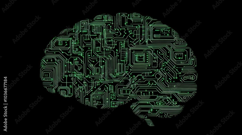 Poster digital representation of brain with circuit design