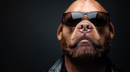 Obraz premium A cool dog wearing sunglasses exudes confidence and style in a dark setting. Generative AI