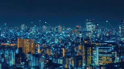 Obraz premium Futuristic Illuminated Cityscape at Night