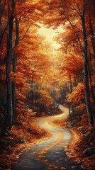 Autumn Forest Path Illustration