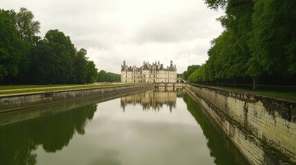 Fototapeta premium Beautiful Chateau Reflected in Calm Waters